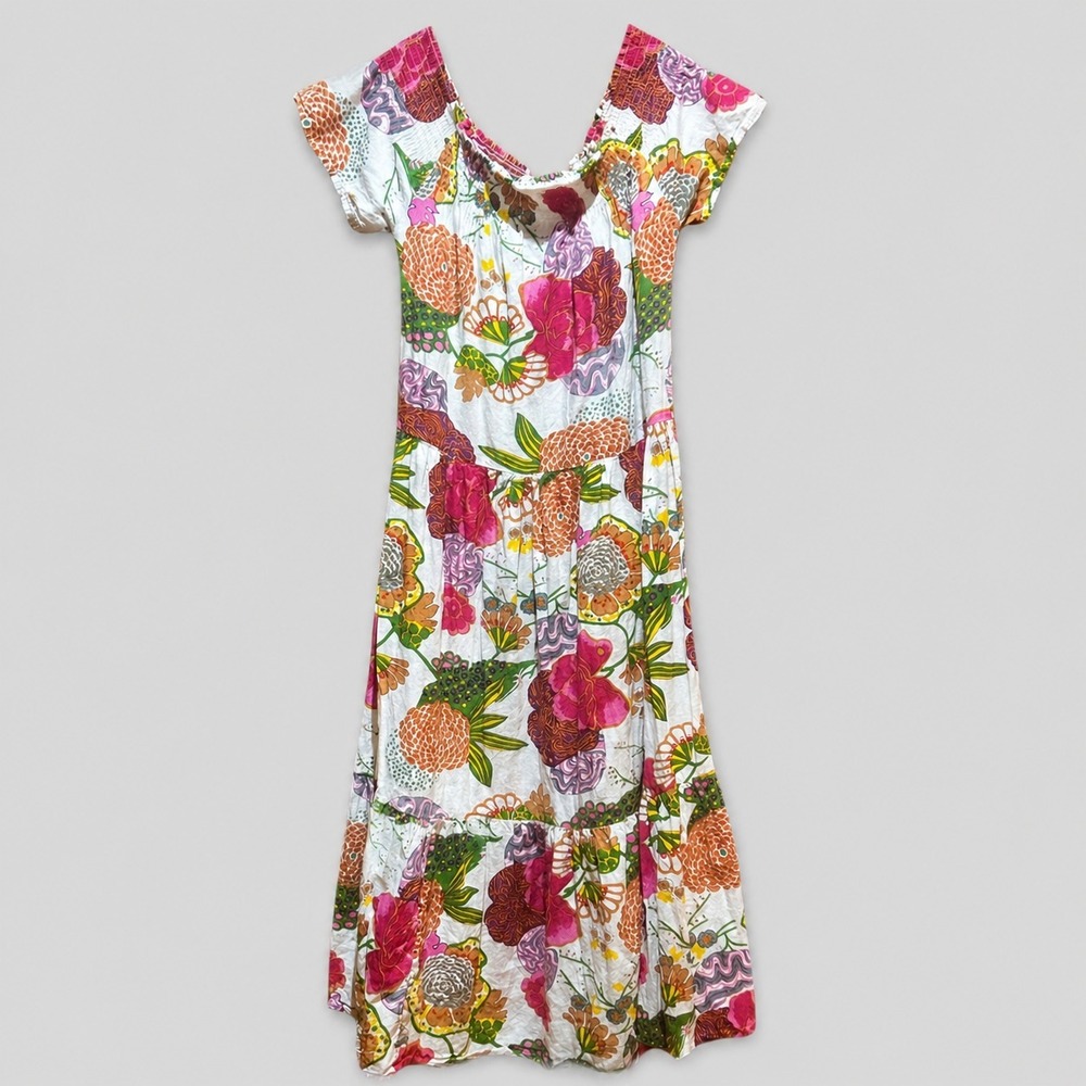 Tuckernuck Guadalupe Design Dress‎ One Size Momposina White Floral Off Shoulder
